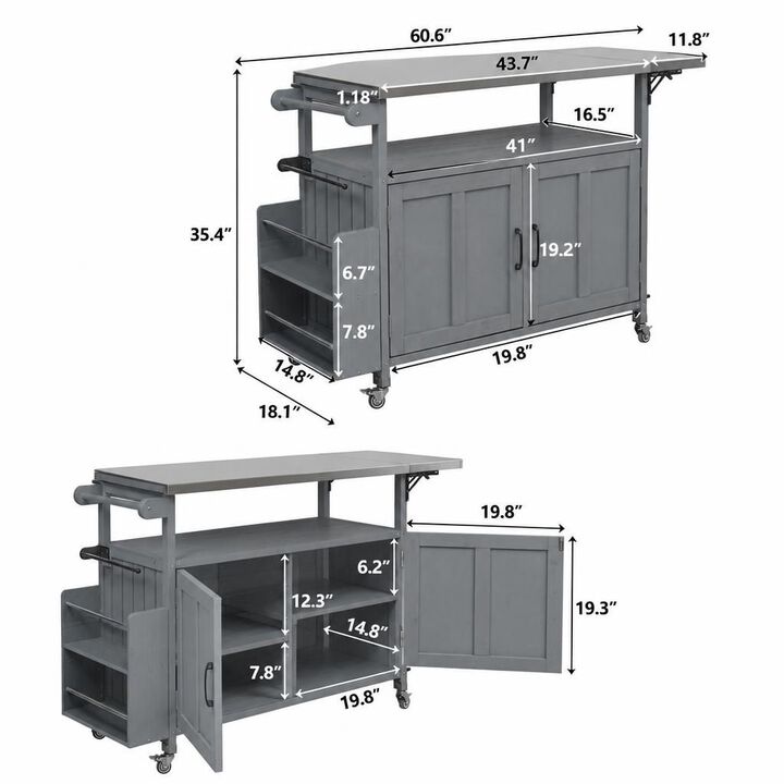 ELEMENT ACE Portable Foldable Outdoor Kitchen Island Mobile Patio Kitchen Cart with Lockable Wheels, Storage Cabinet and Towel Rack for Outdoor Cooking