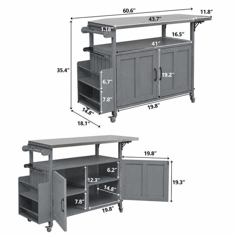 ELEMENT ACE Portable Foldable Outdoor Kitchen Island Mobile Patio Kitchen Cart with Lockable Wheels, Storage Cabinet and Towel Rack for Outdoor Cooking image number 1
