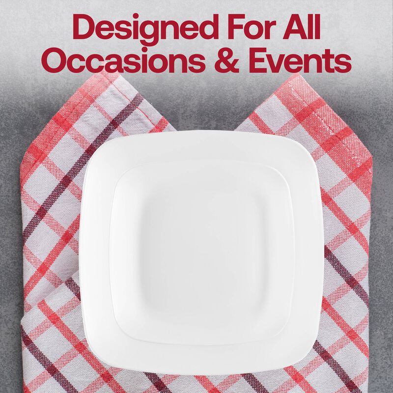 Solid White Flat Rounded Square Plastic Wedding Value Set (30 Sets) image number 6