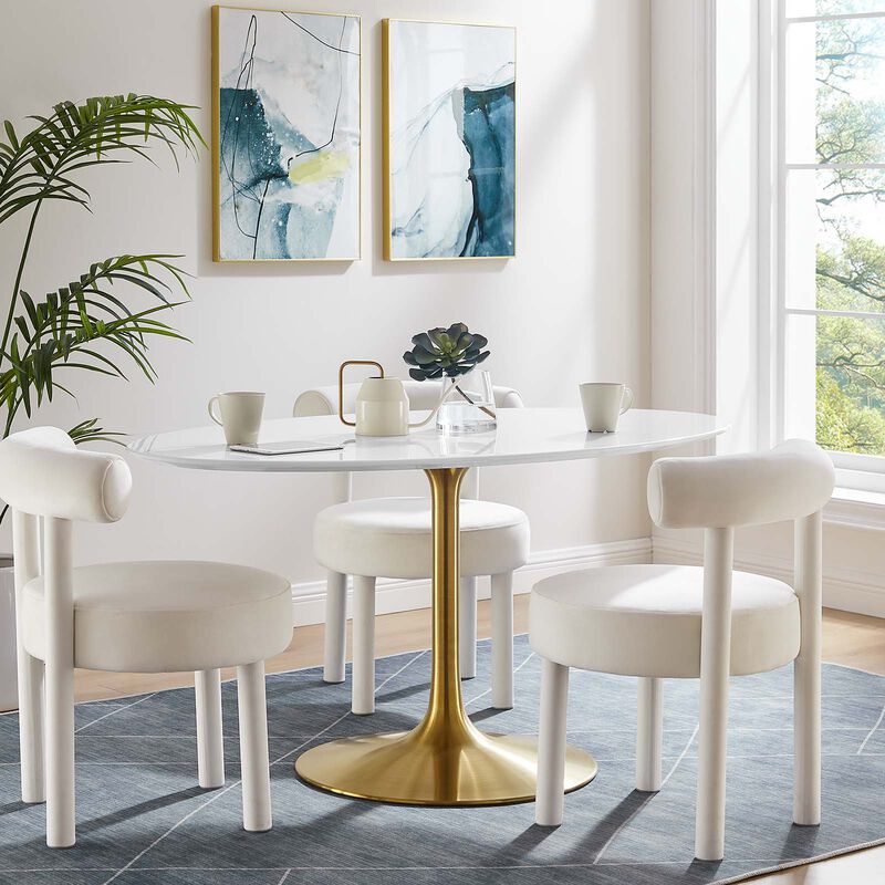 Modway - Lippa 60" Oval Wood Dining Table Gold White