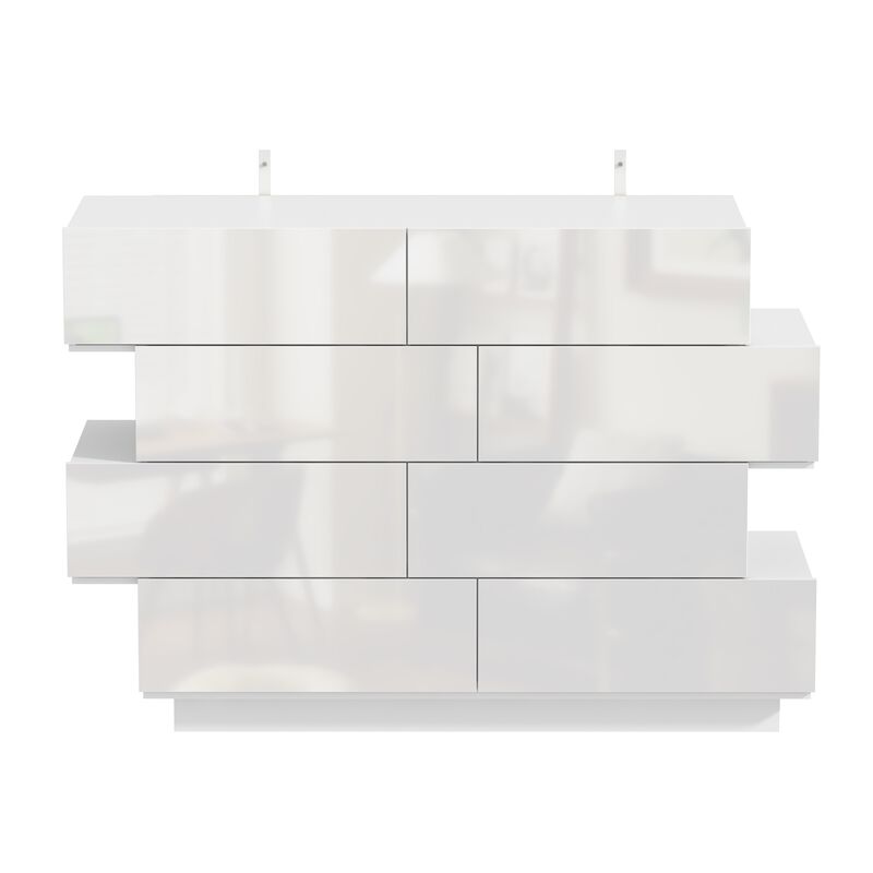 FUFU&GAGA White 8-Drawer Standard Dresser,(50.6" W x 16.2" D x 39.2" H),White