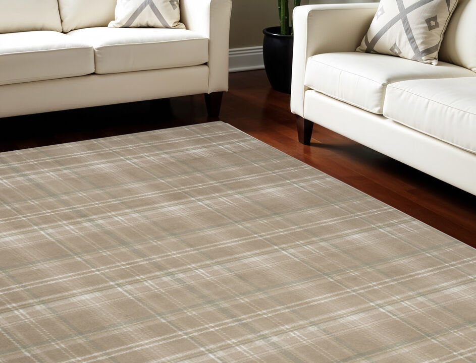 HomeRoots Plaid Non Skid Area Rug