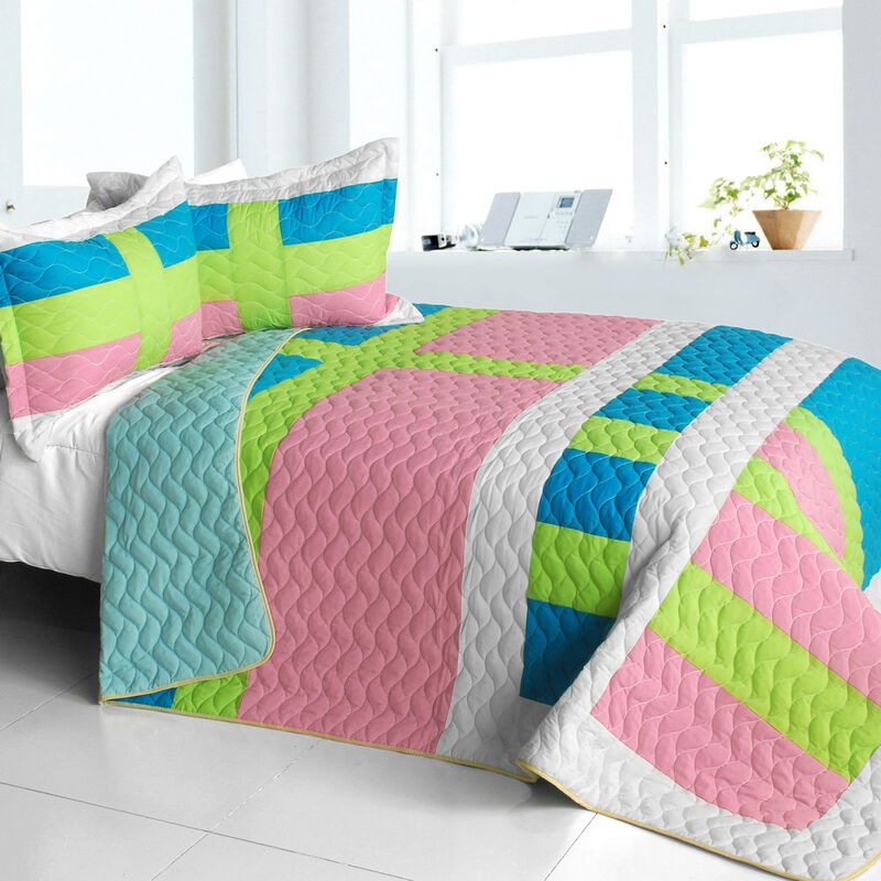 Lollipops A Patchwork Geometric Quilt Set Soft Quilted Bedroom Bedding image number 0