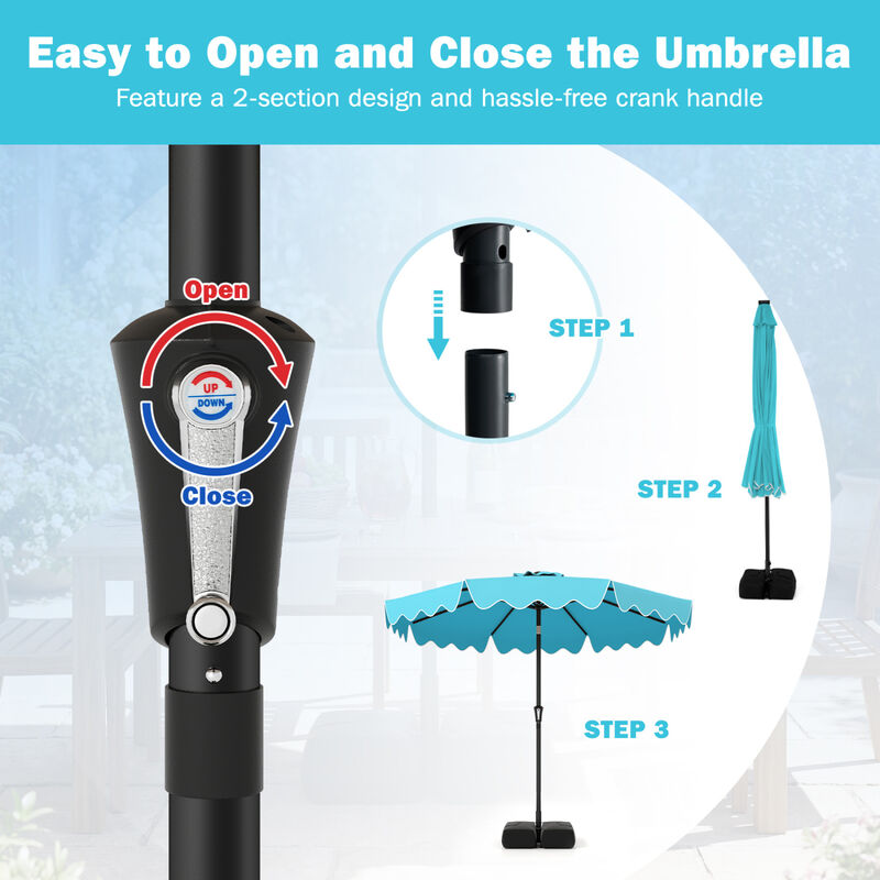 9 Feet Patio Umbrella with Weighted Base and Sandbags image number 8