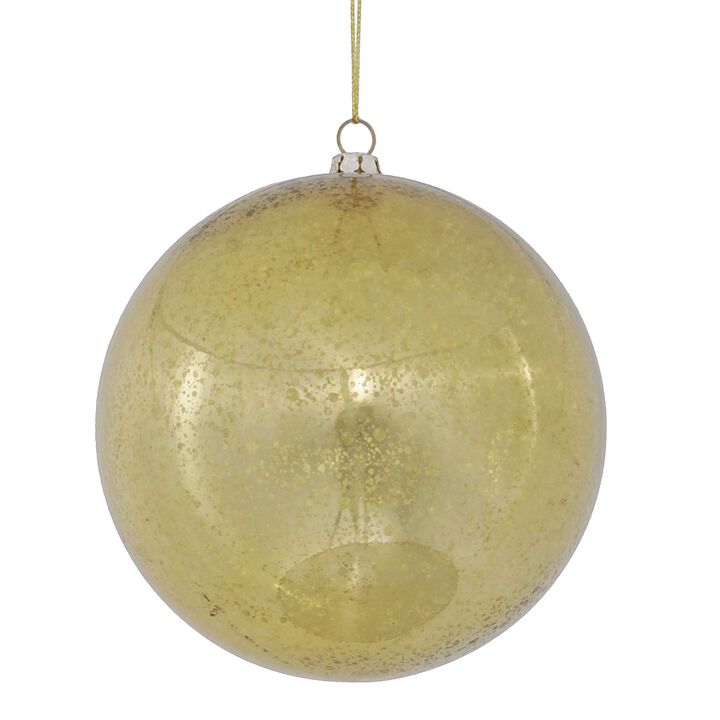 Vickerman 4.75" Christmas Ornament Ball, Gold Shiny Mercury Finish, Shatterproof Plastic, Holiday Christmas Tree Decoration, 4 Pack