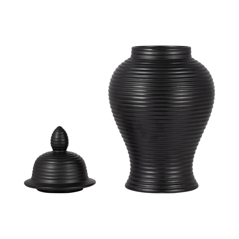 18" Ribbed Temple Jar, Black image number 1