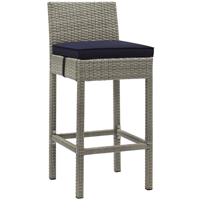 Modway EEI-3604-LGR-PER Conduit Outdoor Patio Wicker Rattan Bar Stools, Set of 2, Light Gray Peridot image number 1