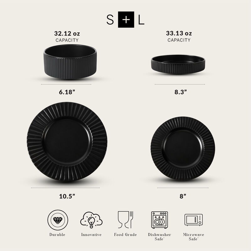 Christian Siriano Lusso Stoneware 16 Piece Dinnerware Set