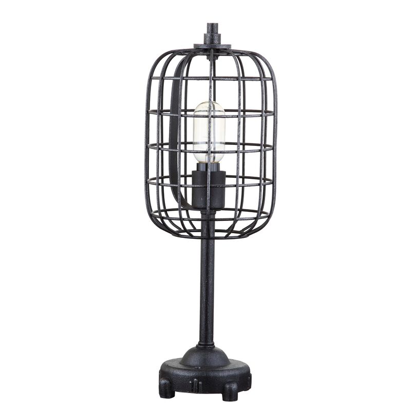 Odette 20" Industrial Metal Table Lamp, Black/Silver