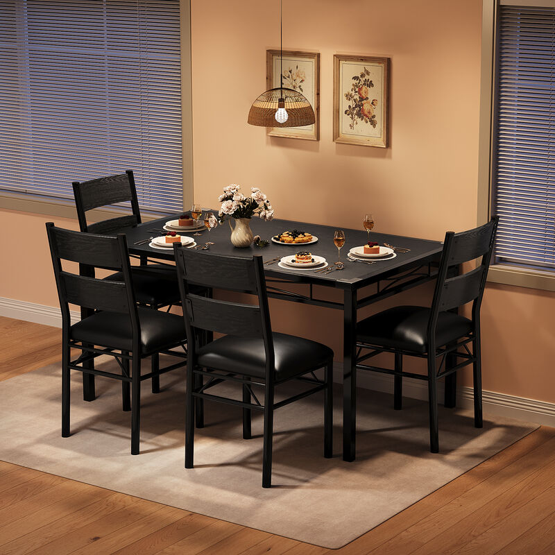 Space Saving 5-Piece Dining Table Set. Sturdy Wood Table & Padded Chairs with Corner Guards. Compact Design for Apartment Kitchen Breakfast Nook image number 1
