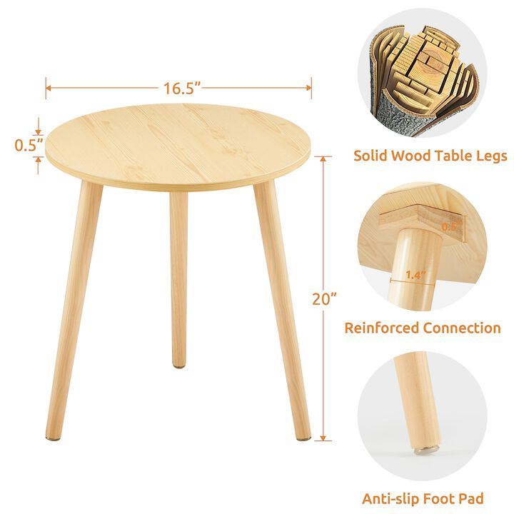 Apicizon Small Round Side Table, Modern Light Wood Side Table Bedside Table Nightstand End Table for Small Spaces, Bedroom, Livi