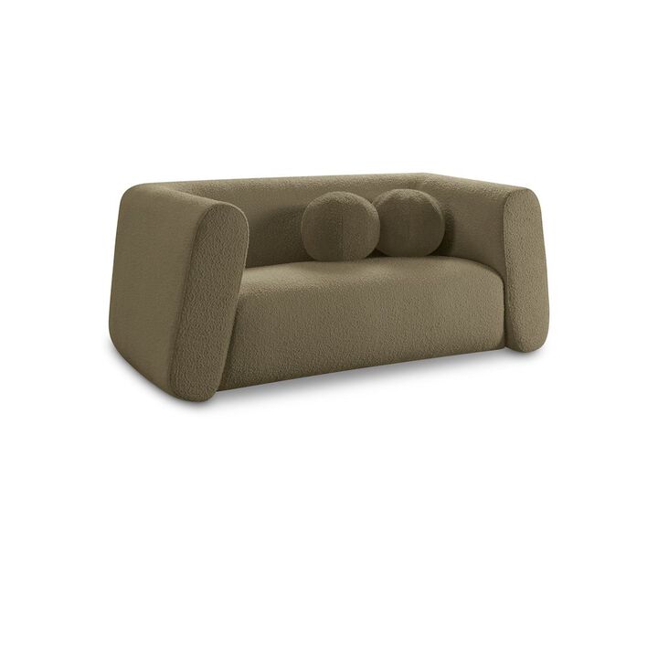 Meridian Furniture Abbington Olive Boucle Fabric Loveseat
