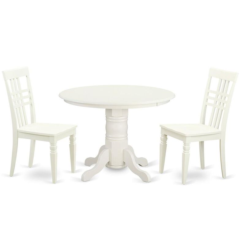 3 PcKitchen Table set with a Dining Table and 2 Dining Chairs in Linen White