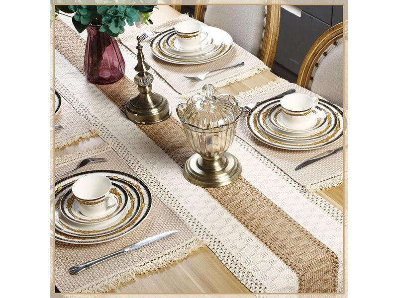 Boho Macrame Table Runner Placemat and Coaster image number 3