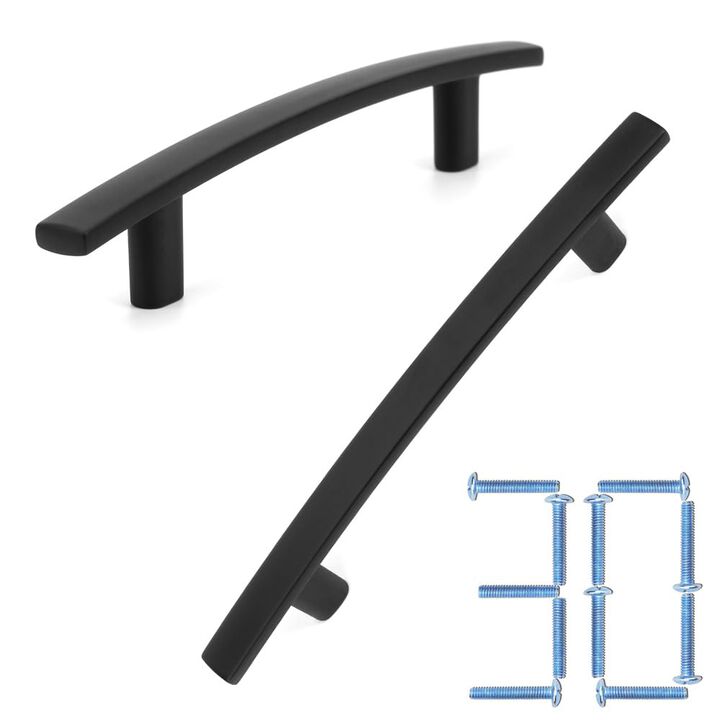 KOOFIZO 30-Pack Curved Bar Cabinet Pull - Black Furniture Arch Handle, 3.8 Inch/96mm Screw Spacing for Kitchen Cupboard Door, Be