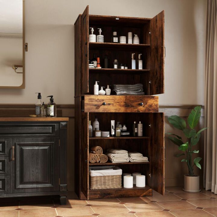 Hivvago 72 Inch Tall Modern Farmhouse Cupboard Cabinet with 4 Barn Doors