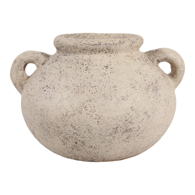 12x8" Terracotta Double Handle Vase, Ivory image number 3