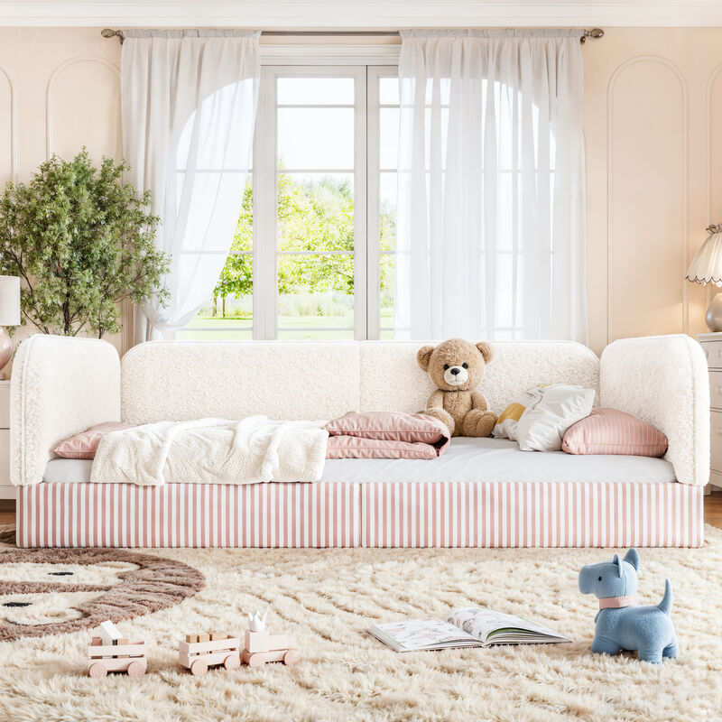 Hemzas Teddy Boucl&eacute; Upholstered Kids Daybed Frame image number 2