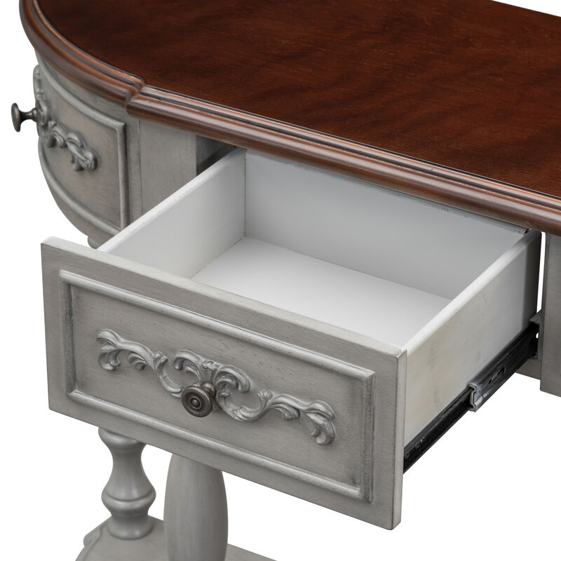 Merax 52''Modern and Contemporary Curved Console Table with 4 Drawers and 1 Shelf