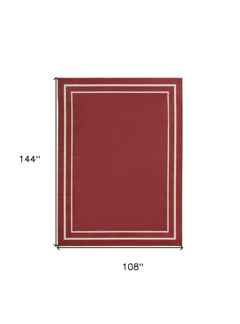 HomeRoots 9' X 12' Brick Red And Ivory Indoor Outdoor Area Rug image number 4