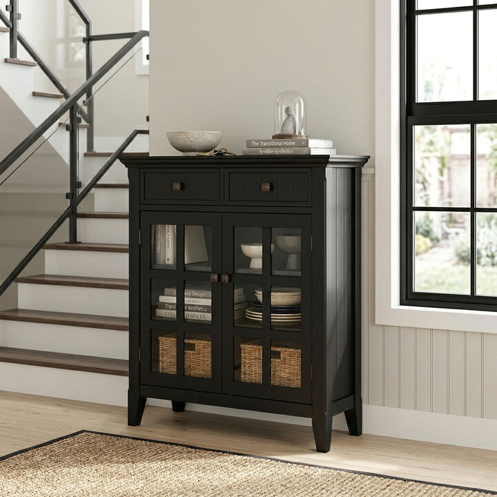 Acadian SOLID WOOD 36 inch Wide Transitional Entryway Hallway Storage Cabinet in Black