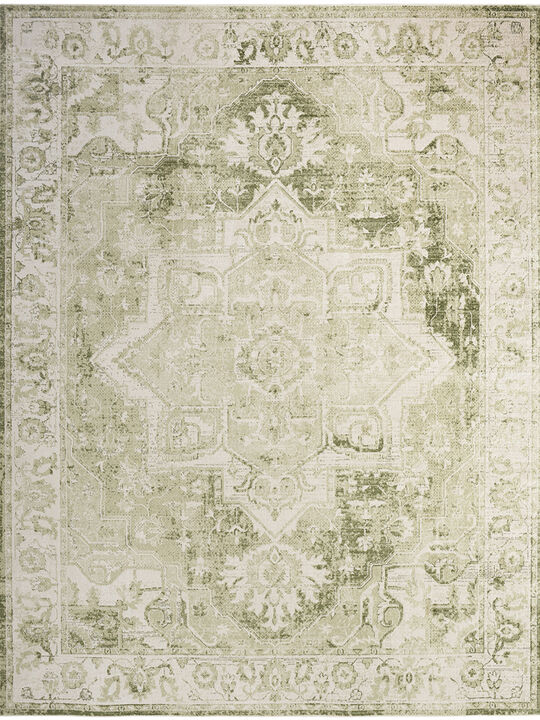 Astra Machine Washable ASW12 Ivory/Green 4' x 6' Rug