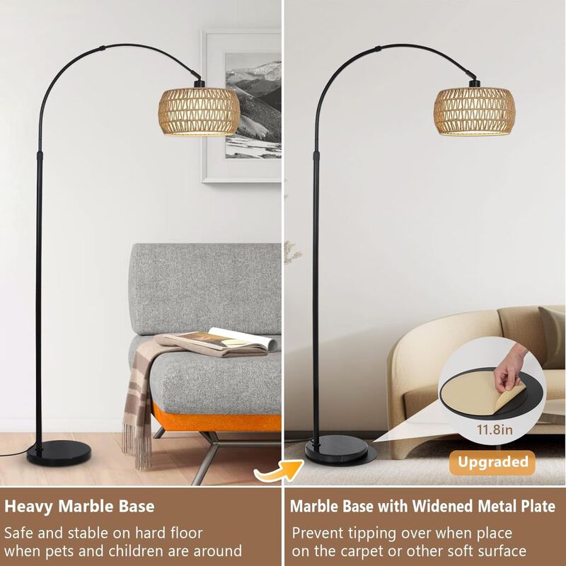 ELEMENT ACE Arc Floor Lamp with Stepless Dimmable Lighting, Multiple Control Options, Adjustable Height, Stable Anti-Tip Base for Living Room Bedroom Reading Use image number 7