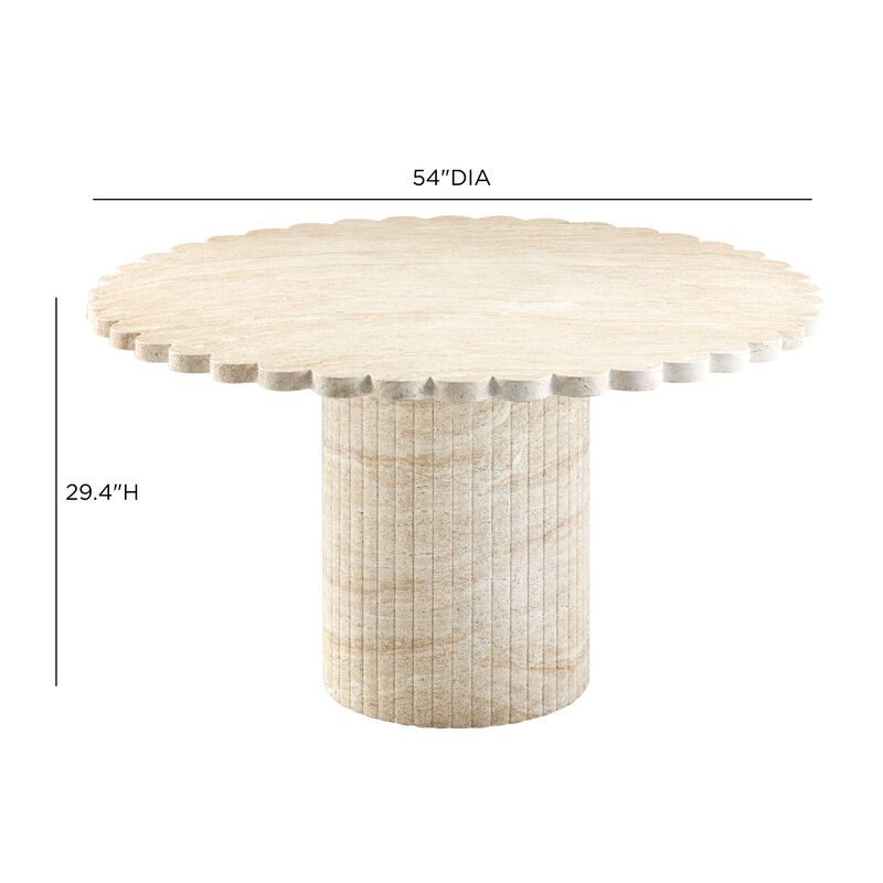 Blossom Washed Travertine Finish Indoor / Outdoor 54" Round Dining Table image number 6
