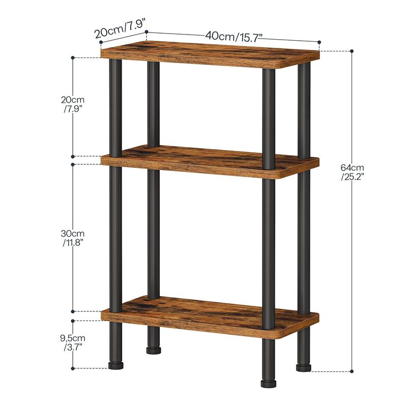 Narrow 3-Tier Side Table No Tools Required, Small Space Storage Shelf image number 2