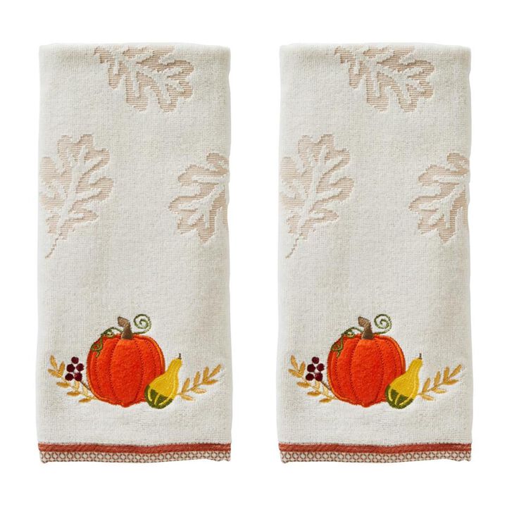 SKL Home Saturday Knight Ltd Traditional Pumpkin Hand Towel - (2-Pack) - 16x25", Tan