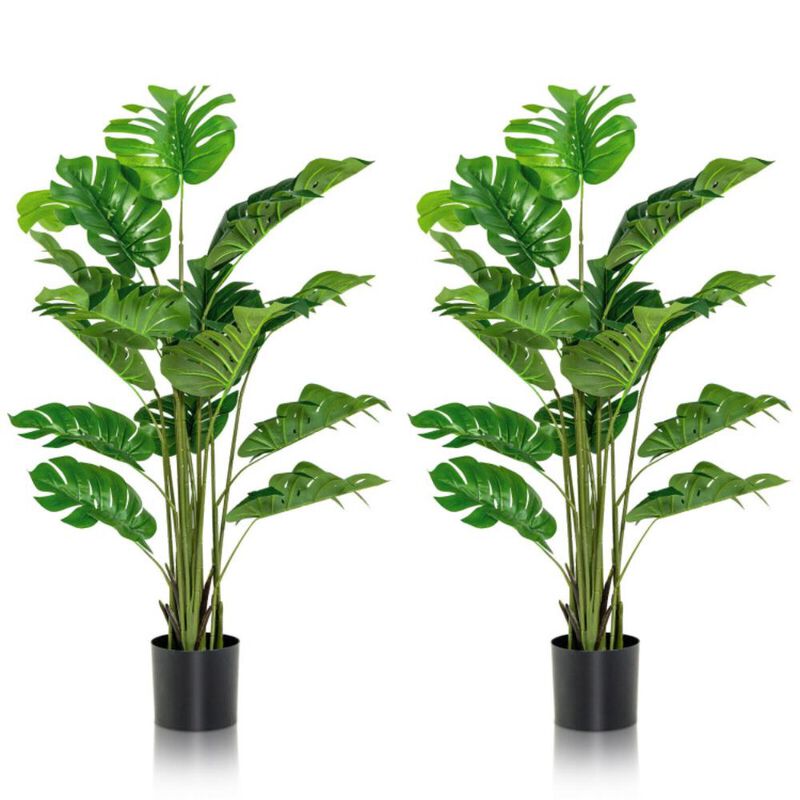 Hivvago 2 Pieces 5 Feet Artificial Monstera Tree Set