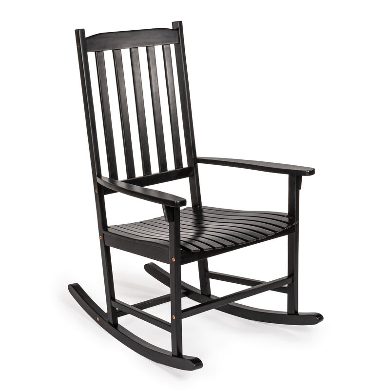 Seagrove Farmhouse Classic Slat-Back Acacia Wood Outdoor Rocking Chair