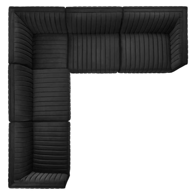Conjure Channel Tufted Performance Velvet 5-Piece Sectional image number 1