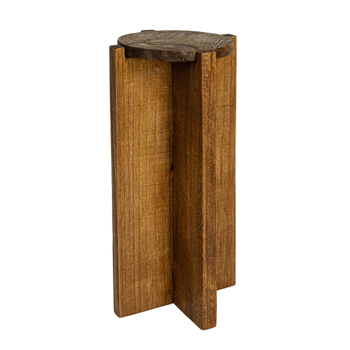 Paulownia Wood Round Accent Table, Brown