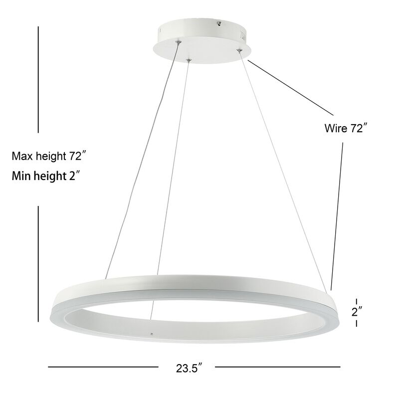Baxter 23.5" 1-Light Modern Contemporary Aluminum Integrated LED Hoop Pendant