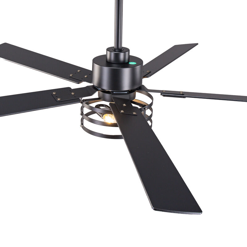60 in. Smart Farmhouse Matte Black Reversible Blades Ceiling Fan with Light and APP Control & Remote