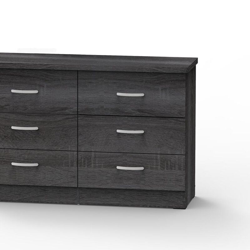 Better Home Products DD & PAM 6 Drawer Engineered Wood Bedroom Dresser Gray