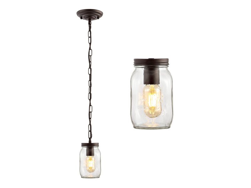 Gaines 1-Light Farmhouse Industrial Iron Mason Jar LED Pendant