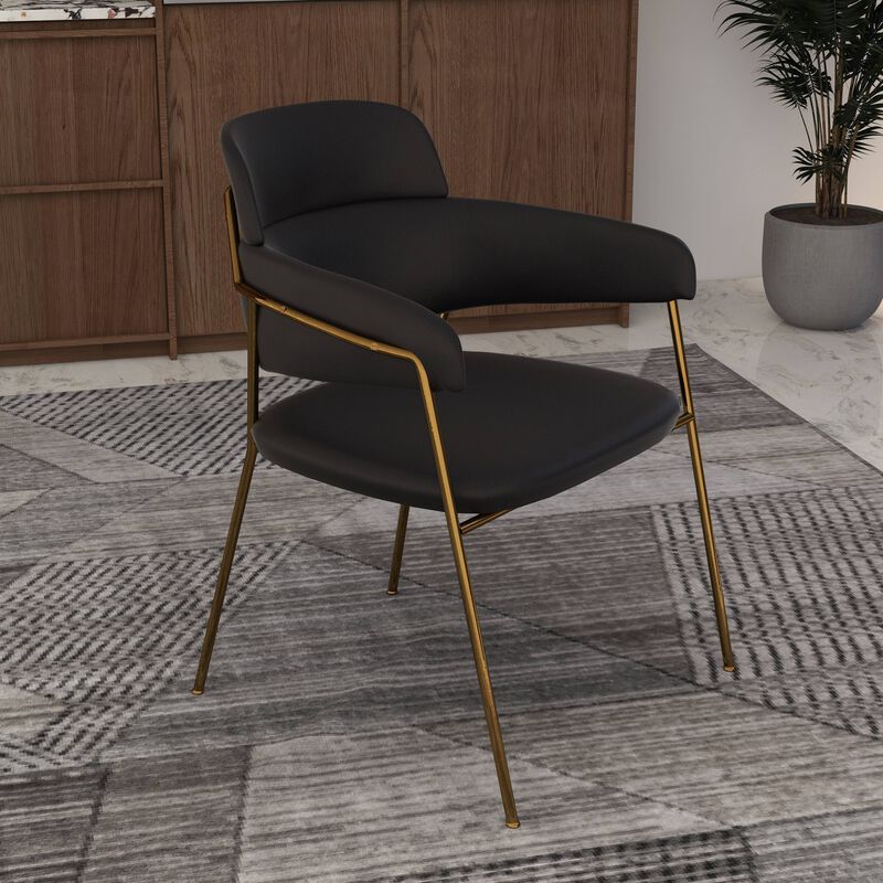 Axis Upholstered Dining Chairs Curved Open-Back & Gold Legs Set of 2 in