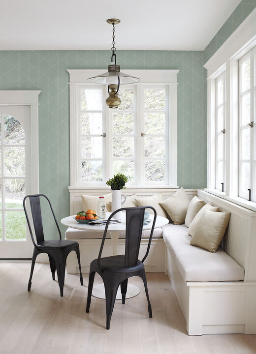 Walcott Seafoam Stitched Trellis Wallpaper (Set of 2)
