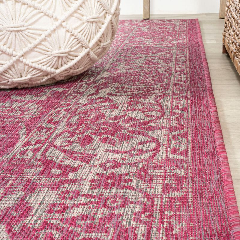 Tela Bohemian Textured Weave Floral Indoor/Outdoor Area Rug