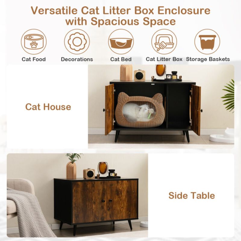 Industrial Cat Litter Box Enclosure with Divider and Cat-Shaped Entries