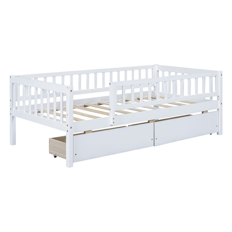 Whisen Twin Size Daybed Wood Bed with Two Drawers image number 3