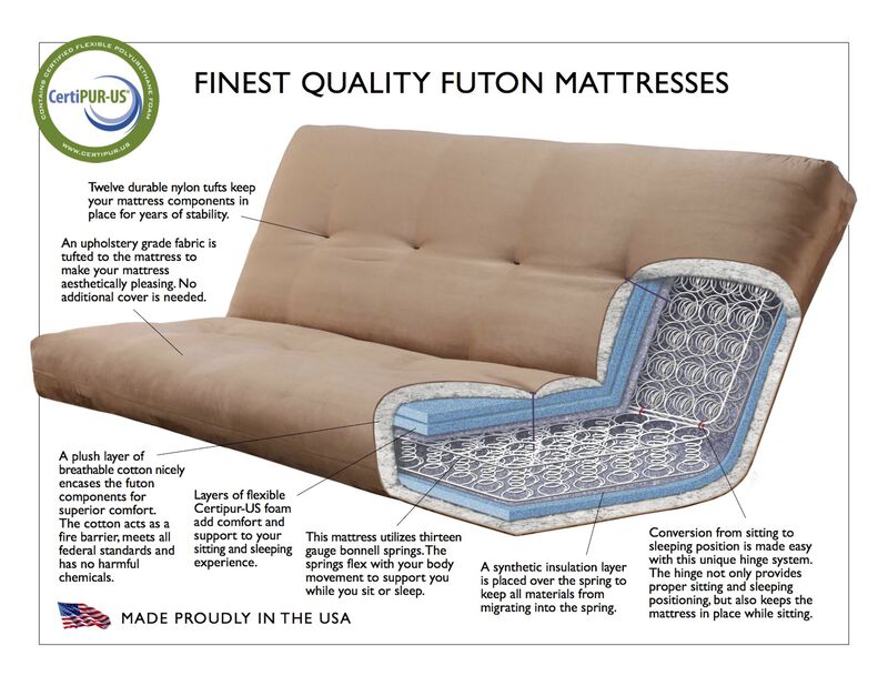 Queen-size Tucson Futon with Storage Drawers and Suede Gray Mattress