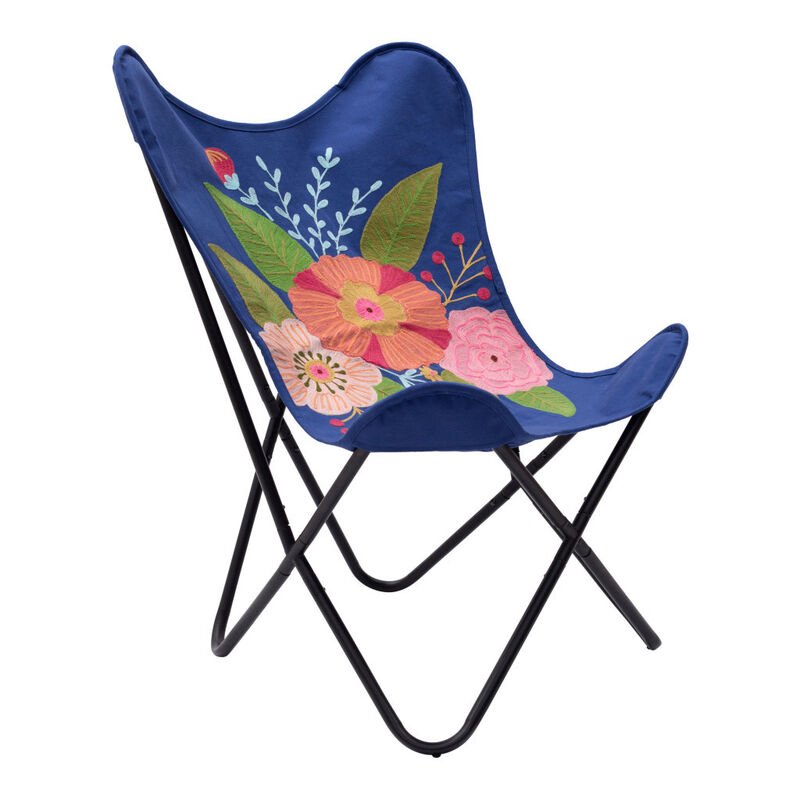 HomeRoots 26" Blue And Black Tropical Butterfly Chair
