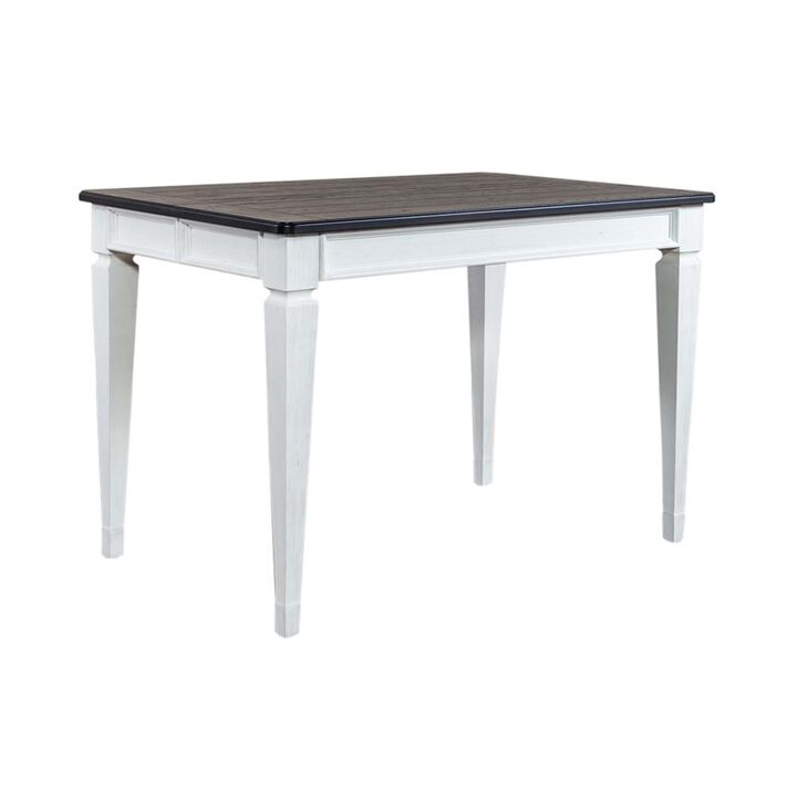 Liberty Furniture Allyson Park Counter Height Leg Table in Wirebrushed White w/ Charcoal Top