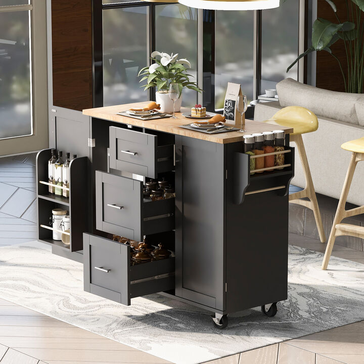 Merax Modern Kitchen Cart Rolling Kitchen Island with Storage