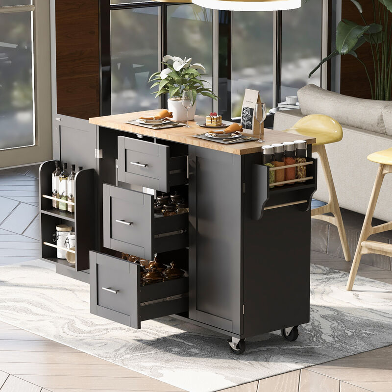 Merax Modern Kitchen Cart Rolling Kitchen Island with Storage