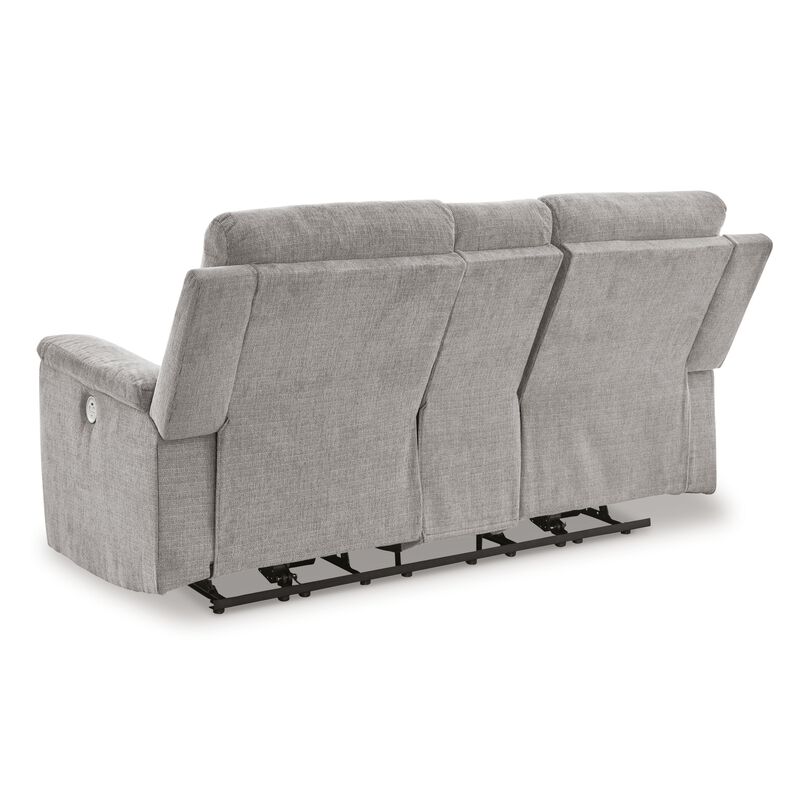 Jinu Power Recliner Loveseat, Gray Polyester Micro Chenille, 75 Inch  - Benzara