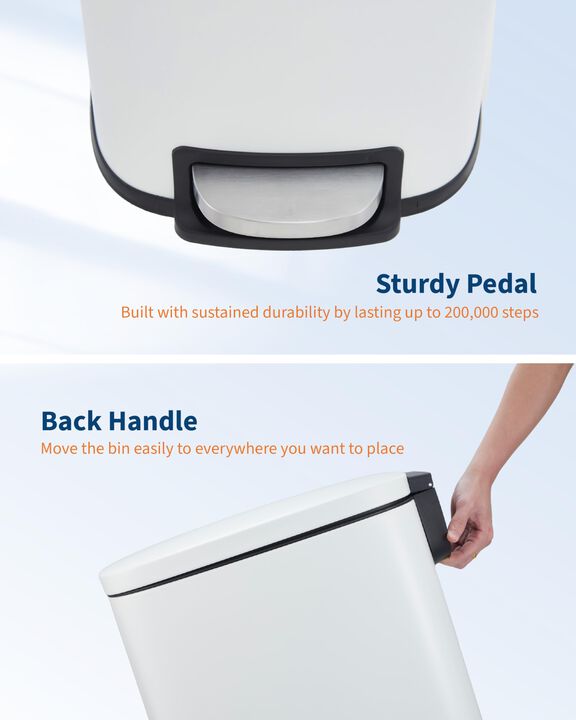 13 Gallon Slim Stainless Steel Trash Can, Soft Close Lid, Removable Inner Bucket, Space-saving Narrow Garbage Bin for Kitchen, Bathroom, Office & Living Room